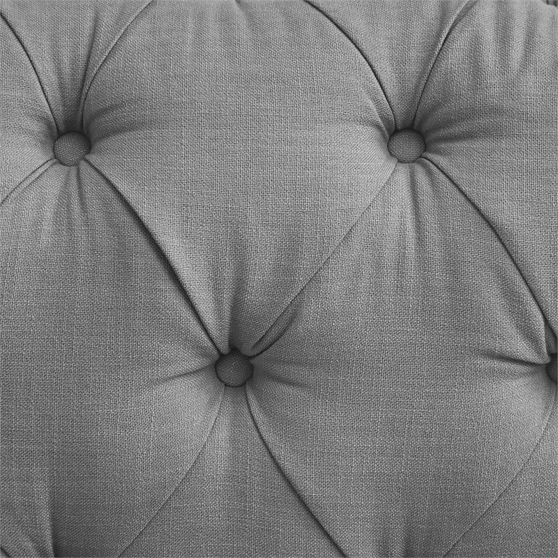 Londynn Sofa Light Grey Linen Button Tufted Rolled Arm Sinuous Springs