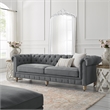 Londynn Sofa Dark Grey Linen Button Tufted Rolled Arm Sinuous Springs