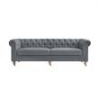 Londynn Sofa Dark Grey Linen Button Tufted Rolled Arm Sinuous Springs