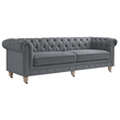 Londynn Sofa Dark Grey Linen Button Tufted Rolled Arm Sinuous Springs