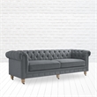 Londynn Sofa Dark Grey Linen Button Tufted Rolled Arm Sinuous Springs
