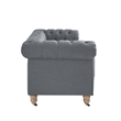 Londynn Sofa Dark Grey Linen Button Tufted Rolled Arm Sinuous Springs
