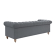 Londynn Sofa Dark Grey Linen Button Tufted Rolled Arm Sinuous Springs