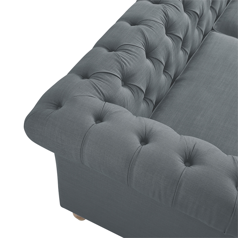 Londynn Sofa Dark Grey Linen Button Tufted Rolled Arm Sinuous Springs