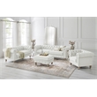 Londynn Sofa Cream White Fabric Linen Button Tufted Rolled Arm Sinuous Springs