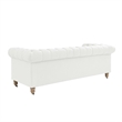 Londynn Sofa Cream White Fabric Linen Button Tufted Rolled Arm Sinuous Springs