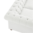 Londynn Sofa Cream White Fabric Linen Button Tufted Rolled Arm Sinuous Springs