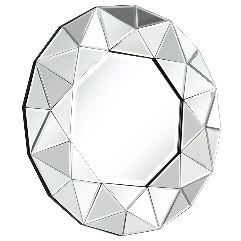 Bonnie Lailah Round Wall Mounted Mirror Accent Beveled Glass