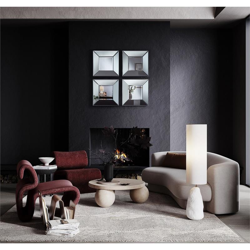 Zayn Square Silver Polished Apollo Accent Beveled Glass Accent Wall Mirror