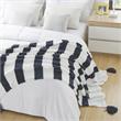 Viola Navy Acrylic 50x60 Inches 4 Corner Tassel Stripe Knit Throw Blanket