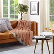 Nalani Rust Acrylic 50x60 Inches Faux Cashmere Fringe Throw Blanket