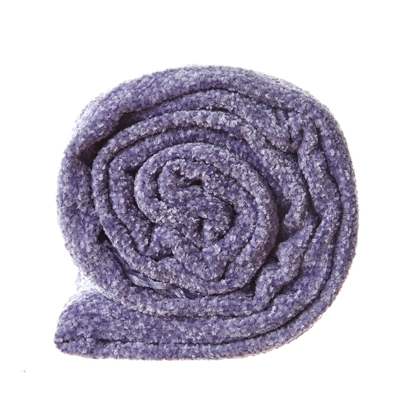 Derick Purple Polyester 50x60 Inches Chenille Tassel Knit Throw Blanket