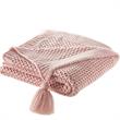 Margo Blush Acrylic 50x60 Inches Wool-like 4 Corner Tassel Knit Throw Blanket