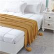 Margo Yellow Acrylic 50x60 Inches Wool-like 4 Corner Tassel Knit Throw Blanket