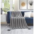 Margo Grey Acrylic 50x60 Inches Wool-like 4 Corner Tassel Knit Throw Blanket
