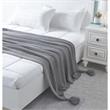 Margo Grey Acrylic 50x60 Inches Wool-like 4 Corner Tassel Knit Throw Blanket