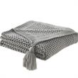 Margo Grey Acrylic 50x60 Inches Wool-like 4 Corner Tassel Knit Throw Blanket