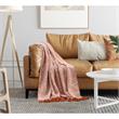 Krish Rust Acrylic 50x60 Inches Faux Mohair Tassels Knit Throw Blanket