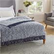 Krish Navy Acrylic 50x60 Inches Faux Mohair Tassels Knit Throw Blanket