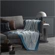 Christiana Teal Acrylic 50x60 Inches Two Tone Soft Knit Throw Blanket