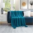Margo Teal Acrylic 50x60 Inches Wool-like 4 Corner Tassel Knit Throw Blanket