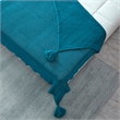 Margo Teal Acrylic 50x60 Inches Wool-like 4 Corner Tassel Knit Throw Blanket