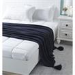 Margo Navy Acrylic 50x60 Inches Wool-like 4 Corner Tassel Knit Throw Blanket