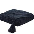 Margo Navy Acrylic 50x60 Inches Wool-like 4 Corner Tassel Knit Throw Blanket