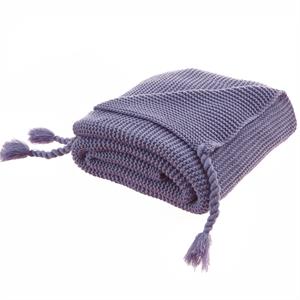Tianna Purple Acrylic 50x60 Inches Wool-like Tassels Knit Throw Blanket