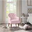 Jamiyah Accent Chair Pink Linen Upholstered Curved Back