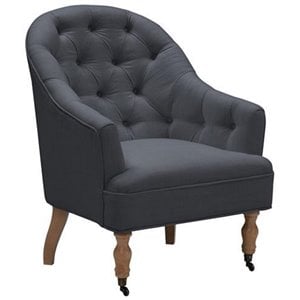 Jamiyah Accent Chair Dark Gray Linen Upholstered Curved Back