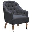 Jamiyah Accent Chair Dark Gray Linen Upholstered Curved Back