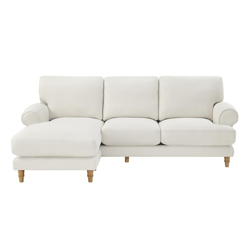 Lela Sofa Cream Linen Upholstered Sinuous Spring