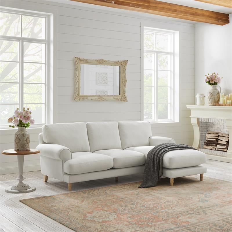 Lela Sofa Cream Linen Upholstered Sinuous Spring