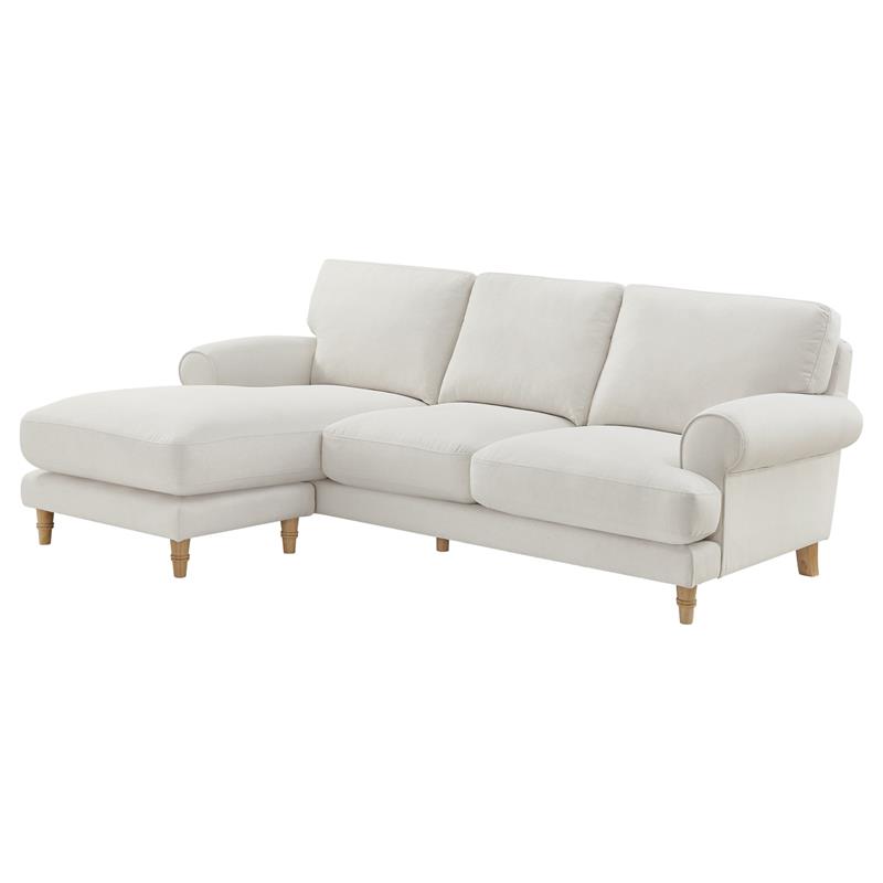 Lela Sofa Cream Linen Upholstered Sinuous Spring