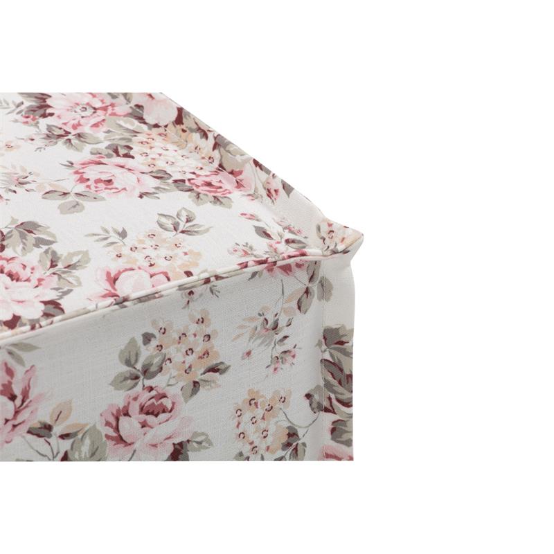Capri  Ottoman  Cluster  Red  Linen  Upholstered  Piping  Accents