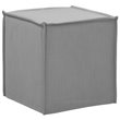 Capri  Ottoman  Light  Gray Linen  Upholstered  Piping  Accents