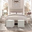 Capri  Ottoman  Pure  White  Linen  Upholstered  Piping  Accents