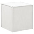 Capri  Ottoman  Pure  White  Linen  Upholstered  Piping  Accents