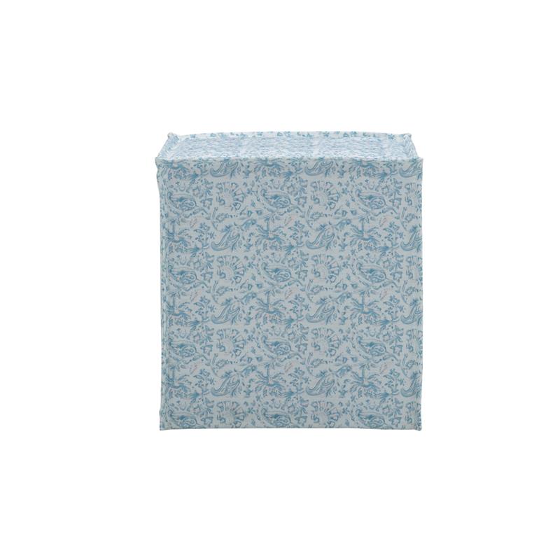 Capri  Ottoman  Indes  Blue  Ground  Linen  Upholstered  Piping  Accents