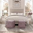 Capri  Ottoman  Paisley Red  Linen  Upholstered  Piping  Accents