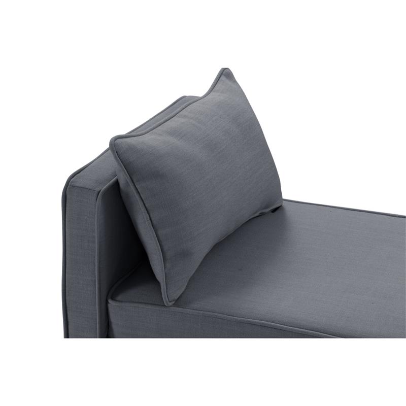 Yazmin  Bench  Dark  Gray Linen  Upholstered  Piping  Details