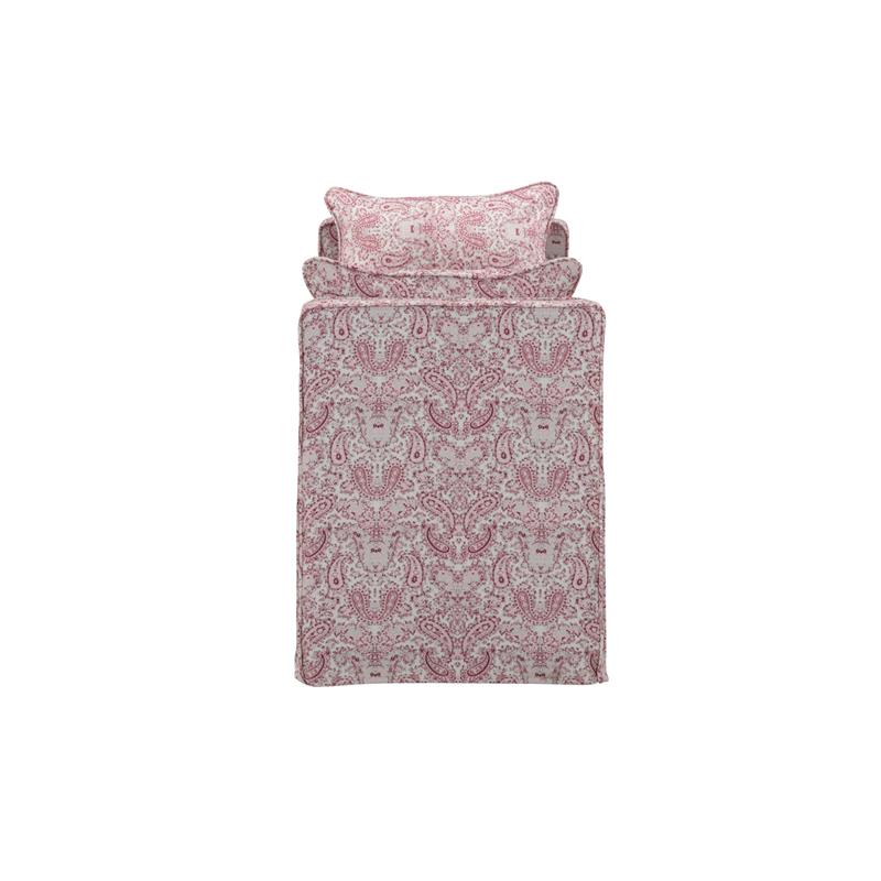 Yazmin Bench Paisley Red Linen Upholstered Piping Details