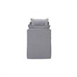 Yazmin  Bench  Light  Gray  Linen  Upholstered  Piping  Details
