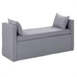Yazmin  Bench  Light  Gray  Linen  Upholstered  Piping  Details