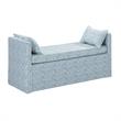 Yazmin  Bench  Indes  Blue  Ground  Linen  Upholstered  Piping  Details