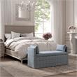 Yazmin  Bench  Indes  Blue  Ground  Linen  Upholstered  Piping  Details
