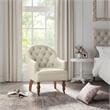 Jamiyah  Accent  Chair  Cream  White  Linen  Upholstered  Curved  Back