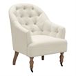 Jamiyah  Accent  Chair  Cream  White  Linen  Upholstered  Curved  Back