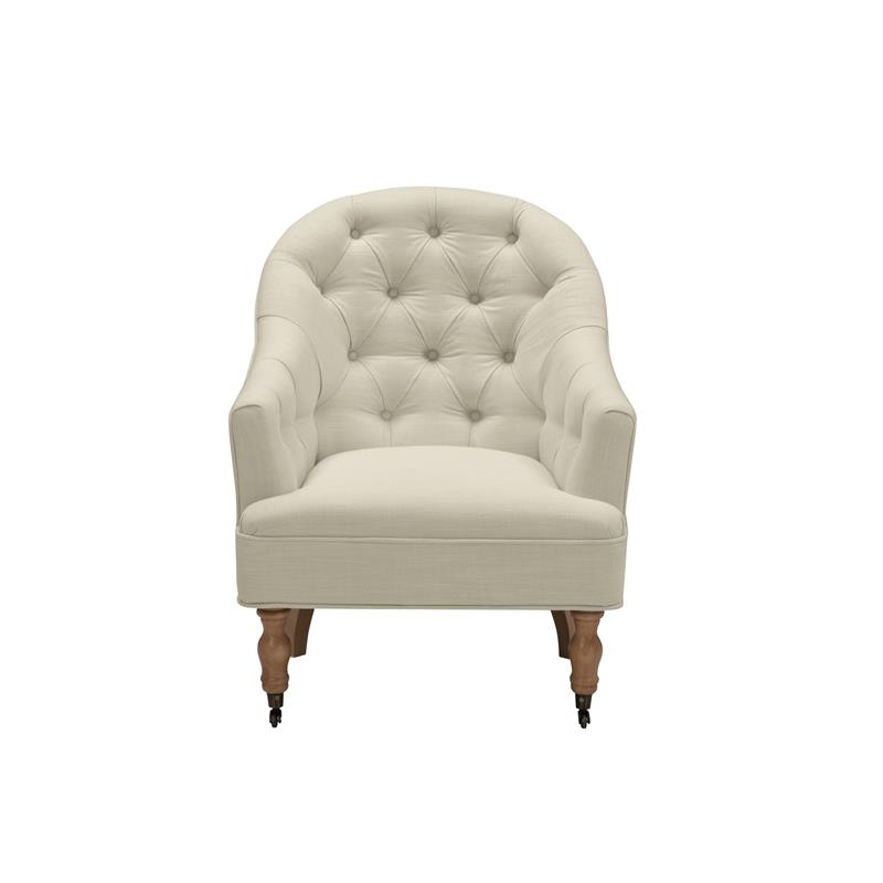Jamiyah  Accent  Chair  Light  Beige  Linen  Upholstered  Curved  Back